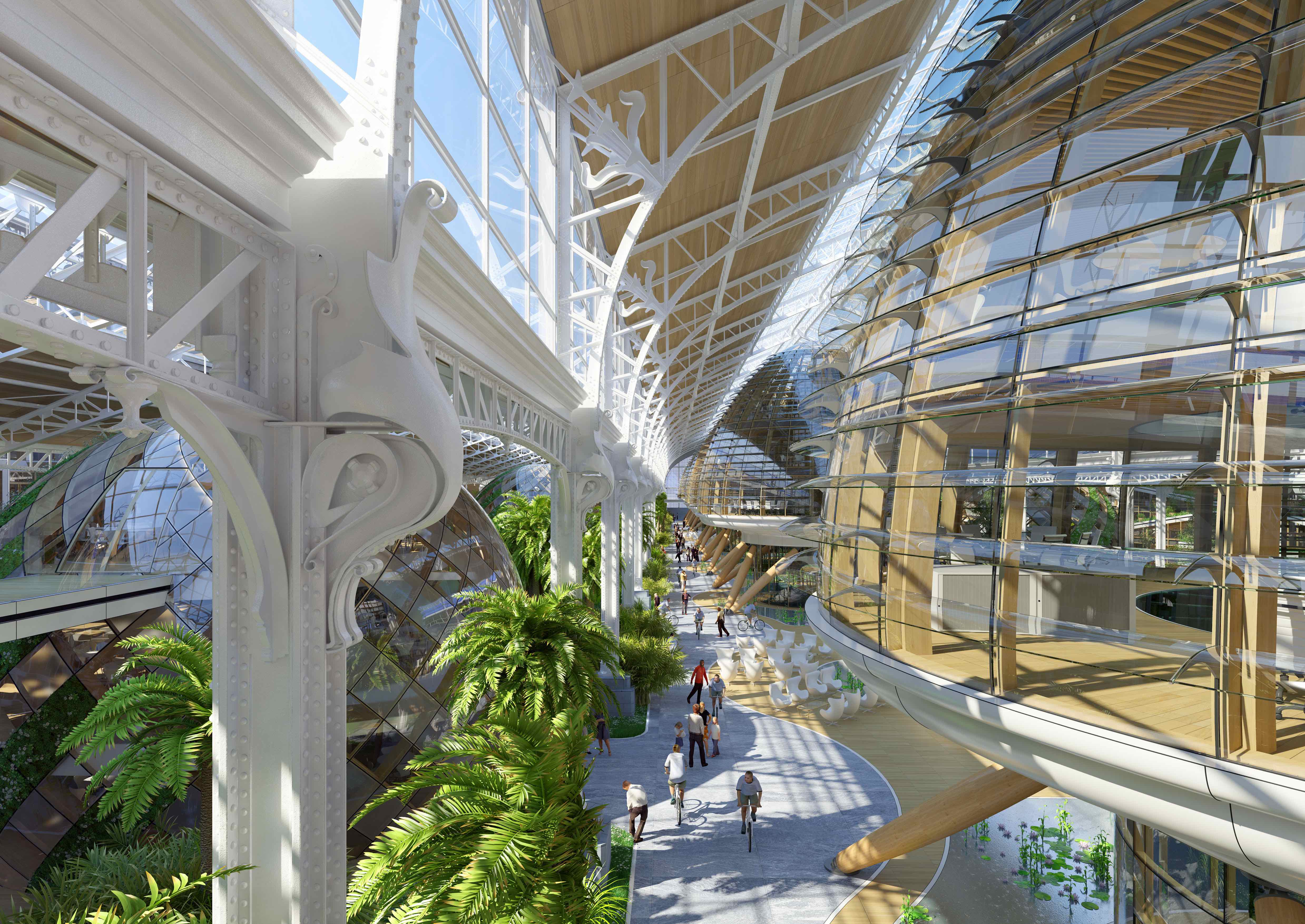 View from the footbridge © Vincent Callebaut
