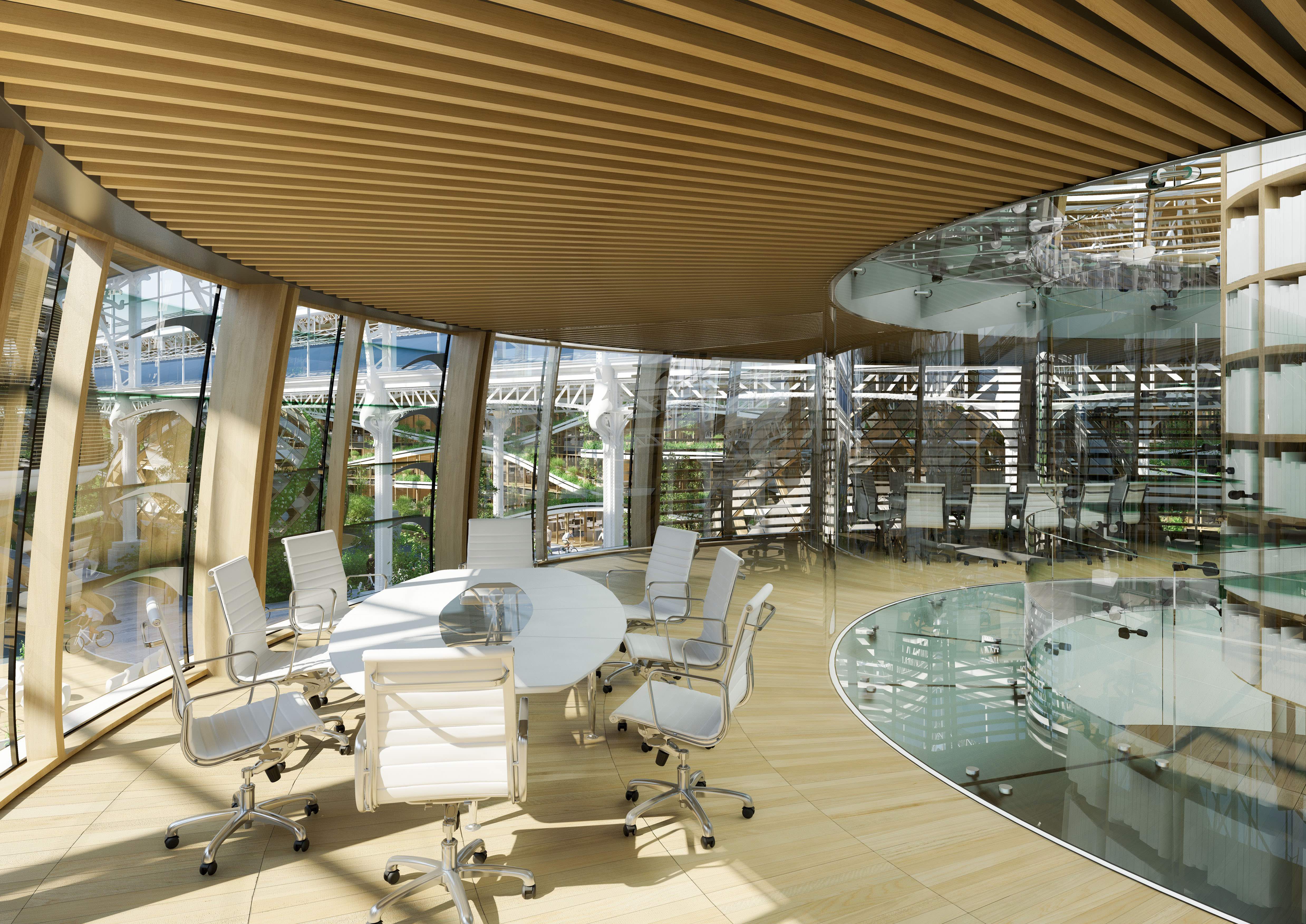 Meeting room in the incubator © Vincent Callebaut Architectures