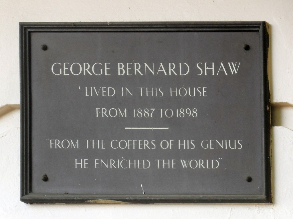 George Bernard Shaw plaque outside Fitzroy House