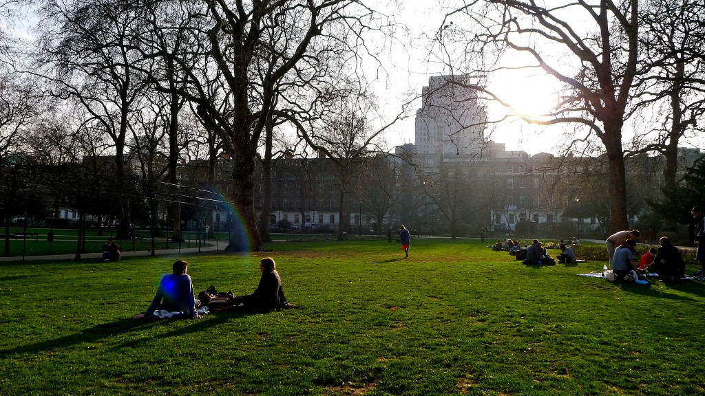 People enjoying Russell Square