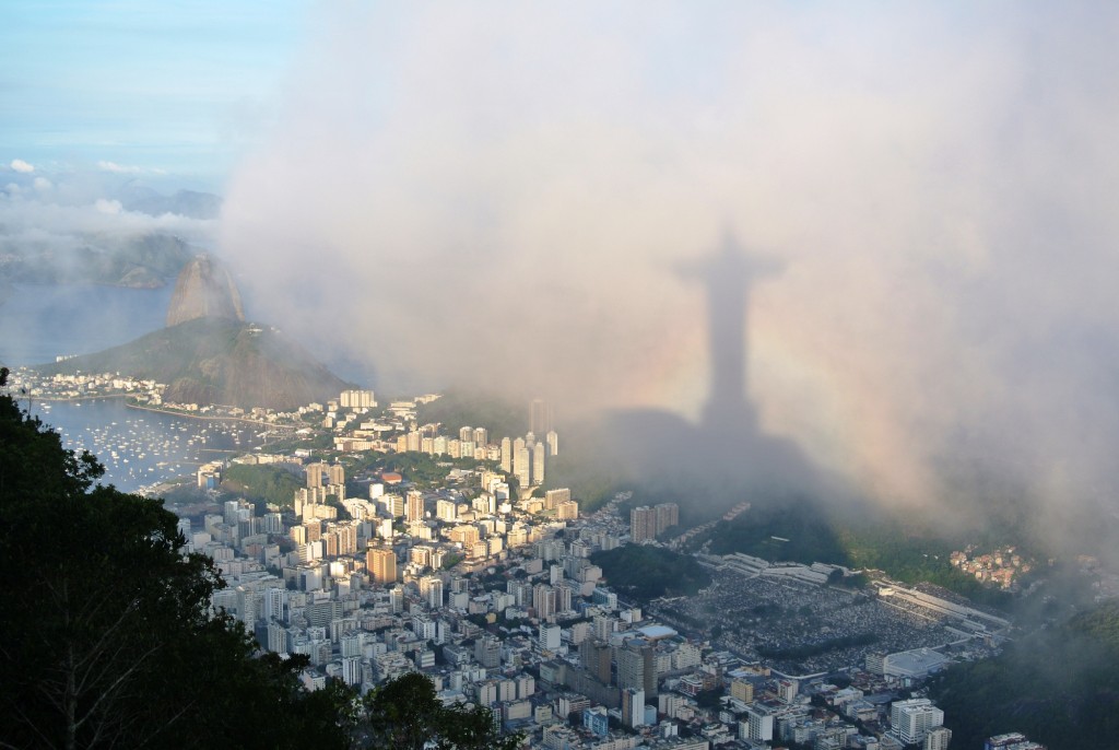 Ben Goodwin, in the shadow of Christ the Redeemer, Rio de Janeiro, Brazil.