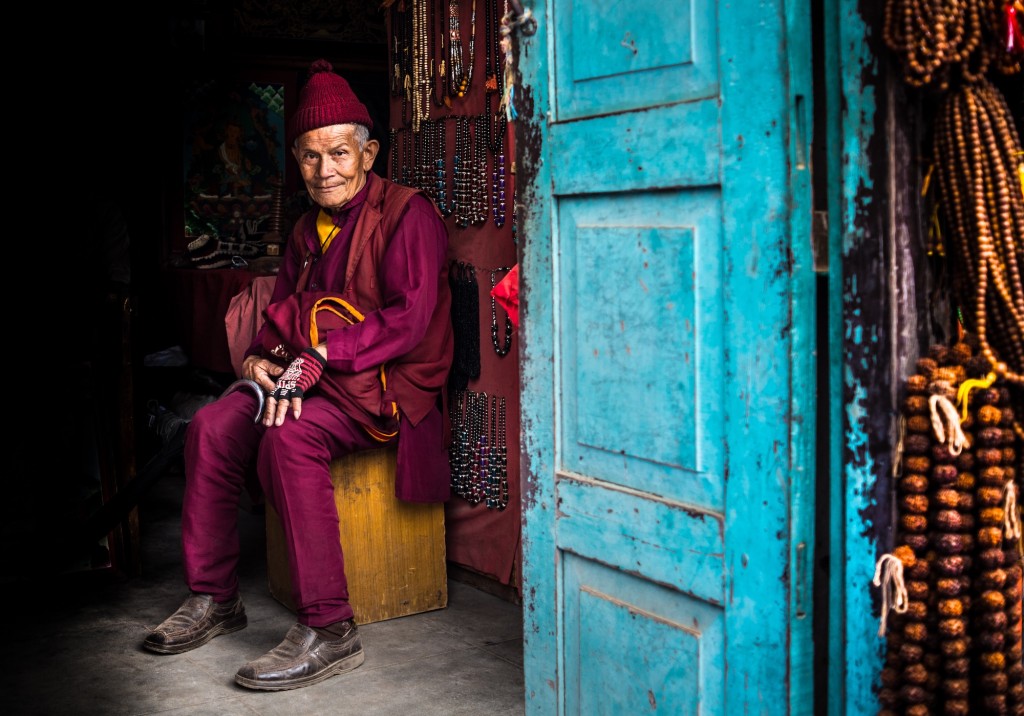 Francis Cox, Nepalese man in a doorway, Bhaktapur, Nepal