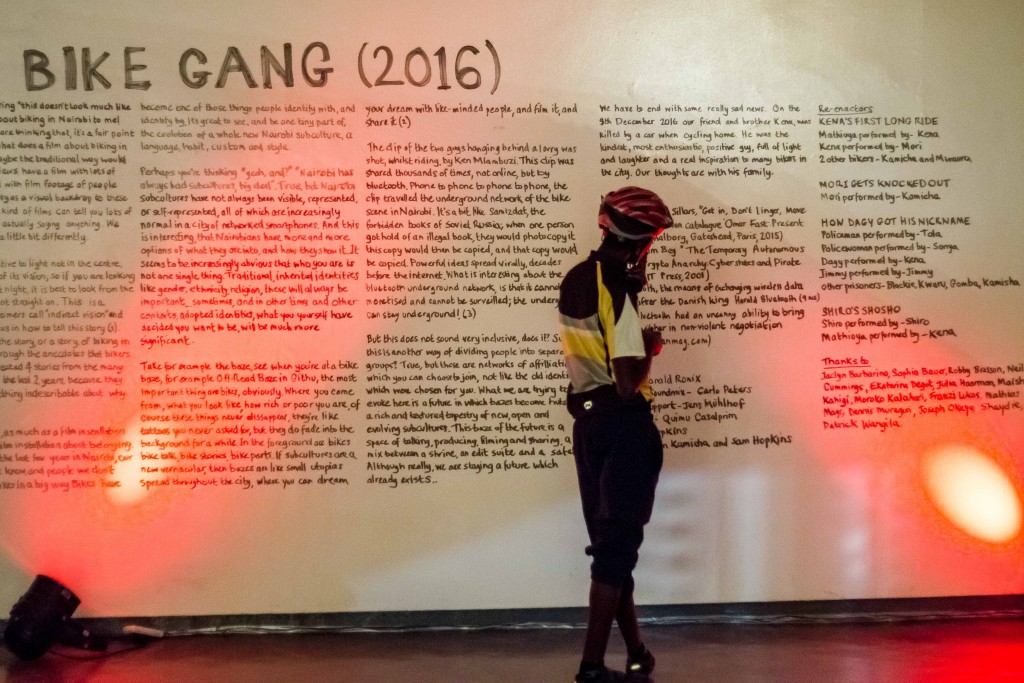 The wall write-up at Goethe-intistut auditorium during the exhibition | Courtesy of Julian Manjahi / Goethe-Institut