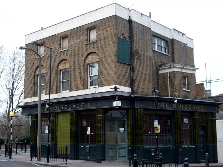 Outside the Birdcage pub