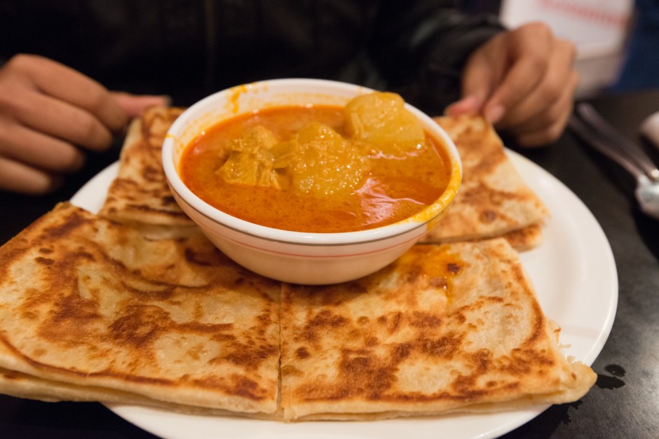 Roti canai at KK Malaysian Restaurant in Wellington