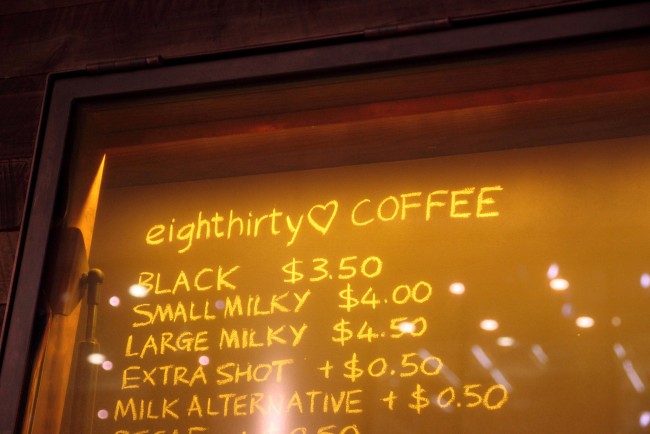 Eightthirty Coffee Menu | © Sanne Mees/Flickr