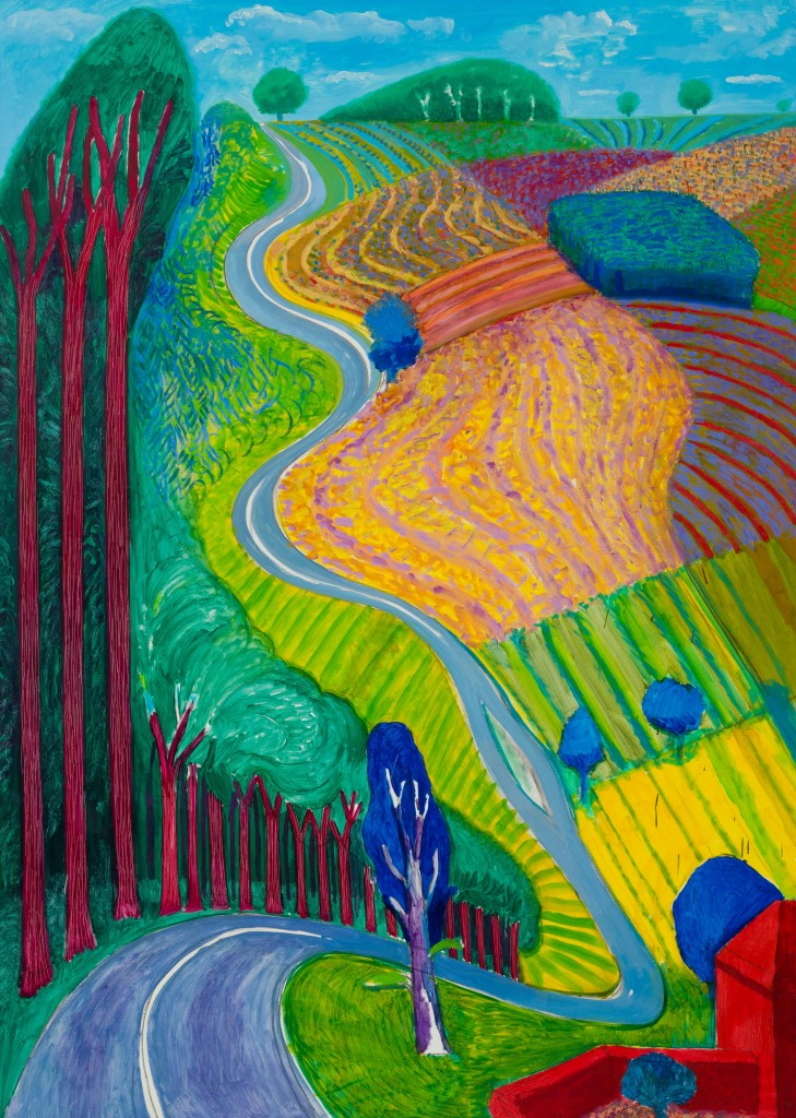 David Hockney, Going Up Garrowby Hill, 2000. © David Hockney. Photo Credit: LA Louver, Venice, CA