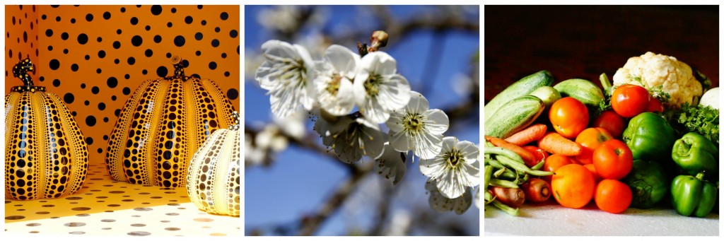 Installation by Yayoi Kusama | © Andrew Russeth / Flickr / Plum blossoms | © axb12250 / Pexels / Vegetables | © ikon / Pexels