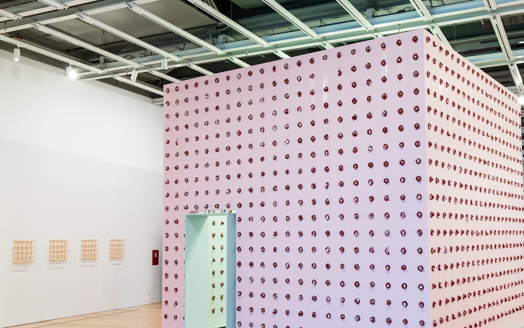 Installation view of Pope.L aka William Pope.L, Claim (Whitney Version), 2017. Whitney Biennial 2017, Whitney Museum of American Art, New York, March 13-June 11, 2017. Collection of the artist; courtesy Mitchell-Innes & Nash, New York. Photograph by Matthew Carasella.