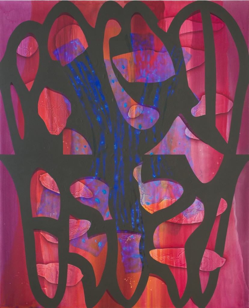 Carrie Moyer, Glimmer Glass, 2016. Acrylic and glitter on canvas, 96 x 78 in. (243.8 x 198.1 cm). Collection of the artist; courtesy DC Moore Gallery, New York