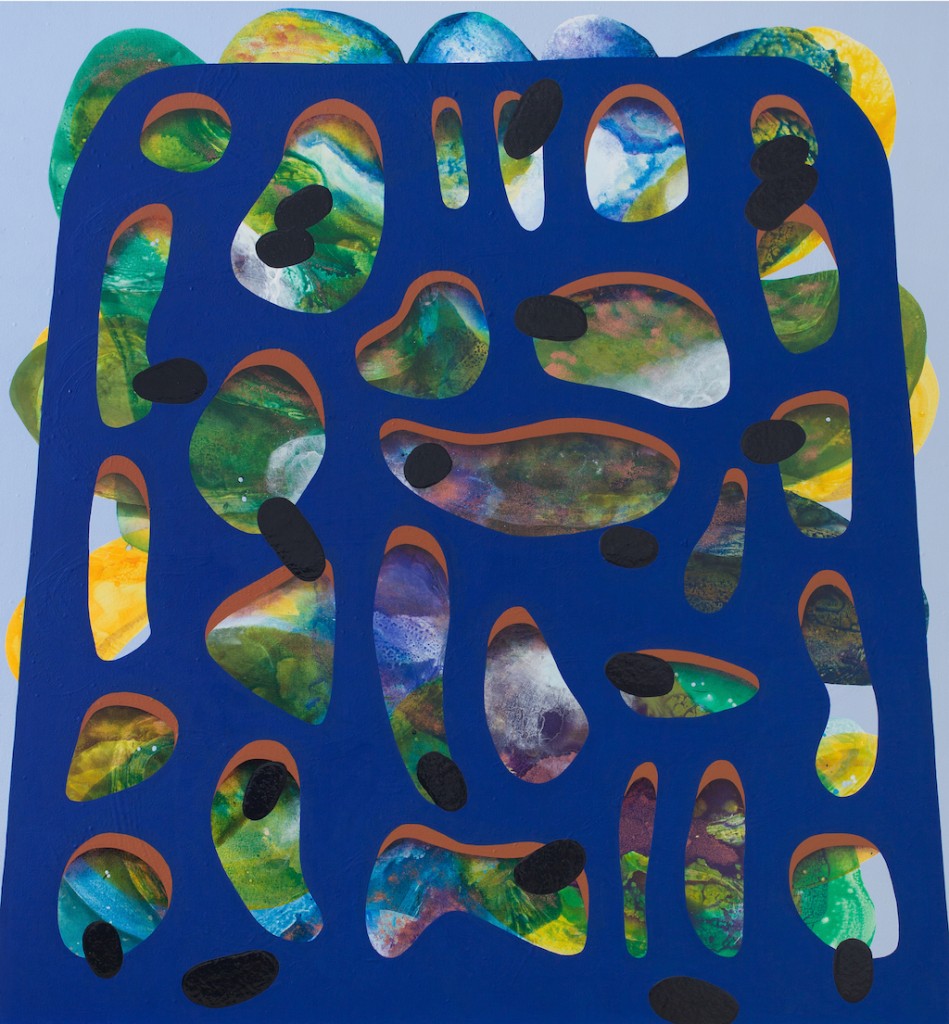Carrie Moyer, Swiss Bramble, 2016. Acrylic and glitter on canvas, 84 x 78 in. (213.4 x 198.1cm). Collection of the artist; courtesy the artist and DC Moore Gallery, New York
