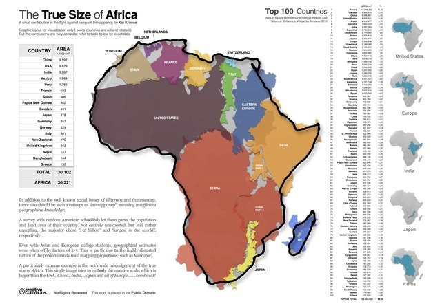 © Kai Krause: The True Size Of Africa / Via kai.subblue.com