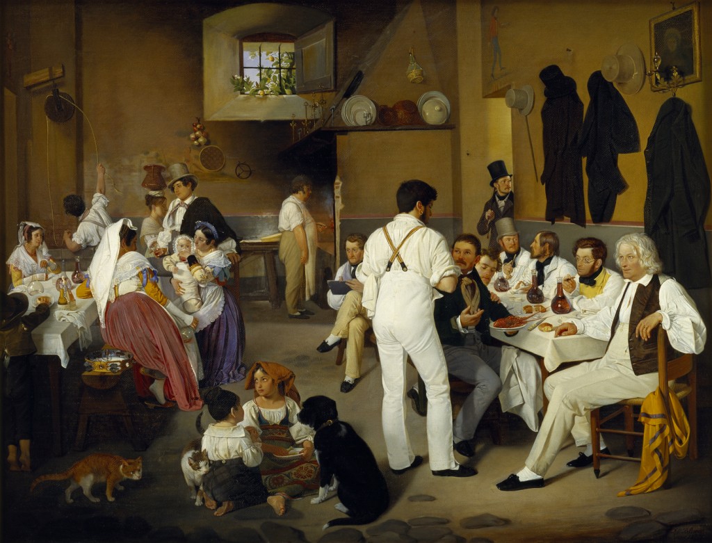 Ditlev Blunck, Danish artists at the Osteria La Gensola in Rome, 1837, Thorvaldsens Museum