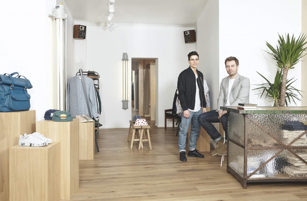 Jérémy and Nicolas at their cozy downtown boutique, tackling both streetwear and classic menswear staples | courtesy of Centreville