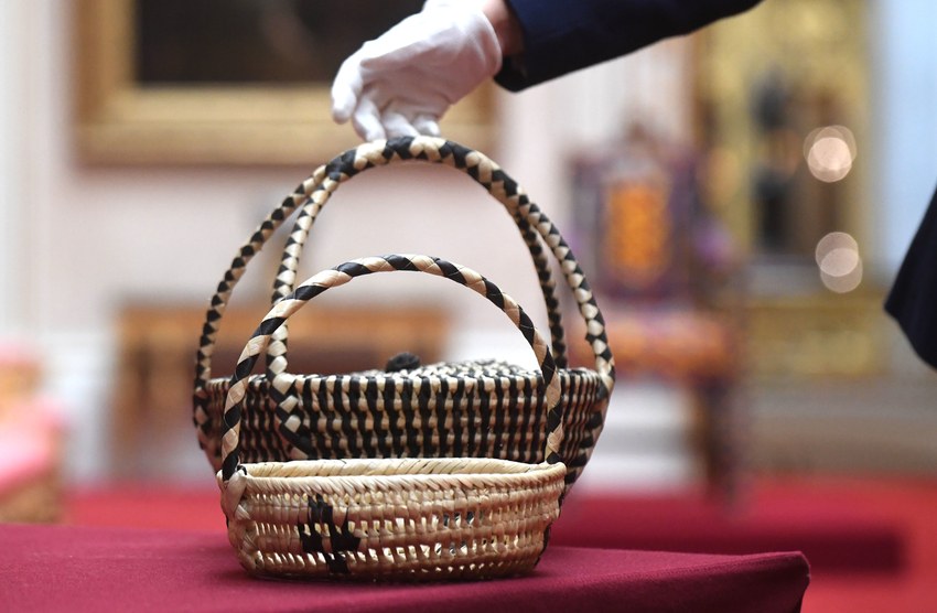 A pair of baskets woven from coconut leaves | © The Royal Collection Trust
