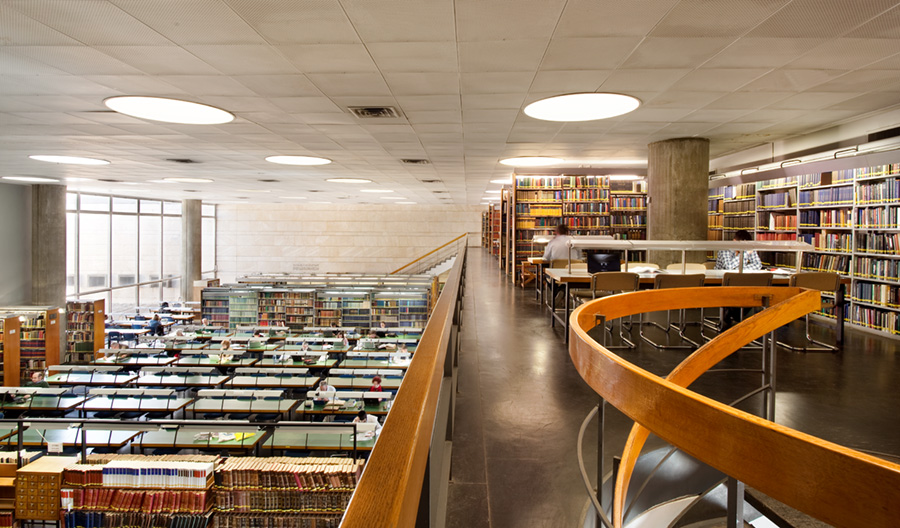 Reading room of the National Library of Israel offers a view of Jerusalem | Assaf Pinchot, Wikipedia