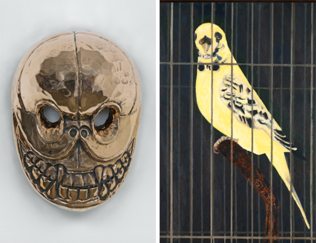 Left: Sherrie Levine Nepalese Chapati Mask, 2015, Courtesy David Zwirner, New York/London | Right:Mamma Andersson Death Mask, 2016, Courtesy David Zwirner, New York/London