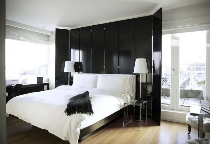 The rooms at 101 hotel feature black-and-white decor throughout