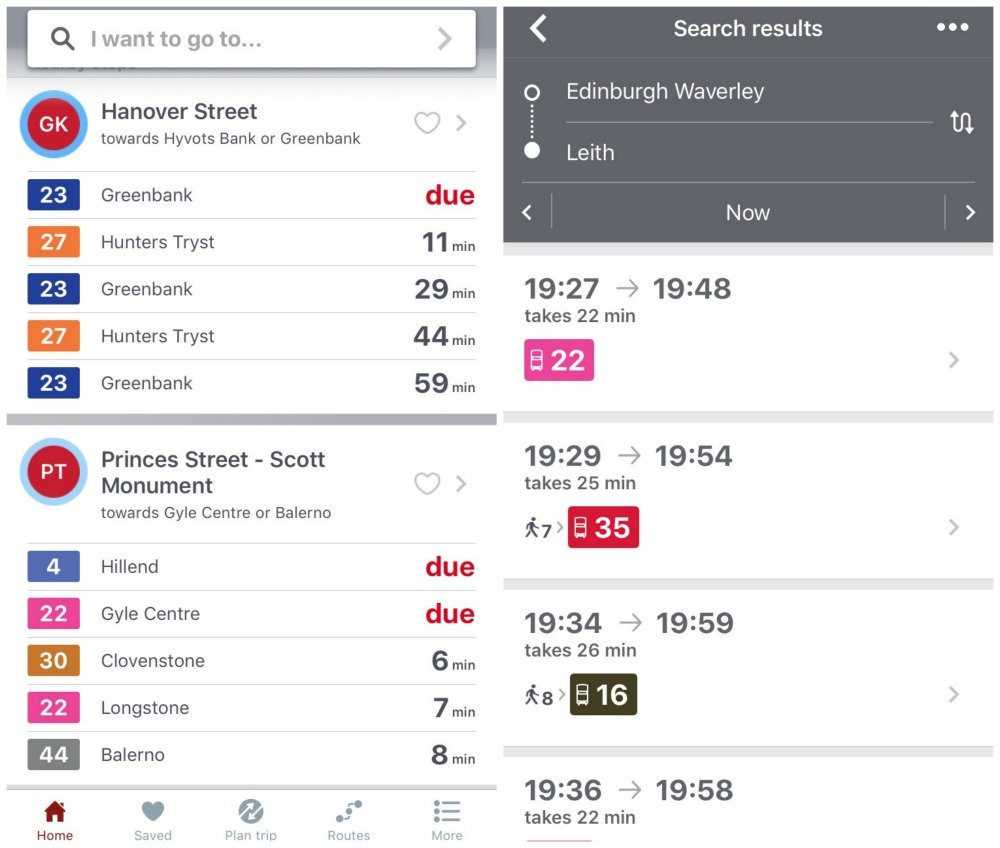 Transport For Edinburgh App Screenshots
