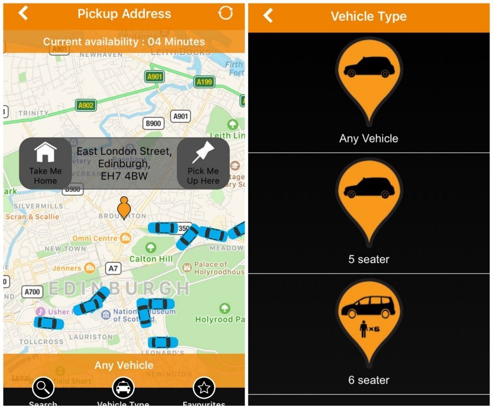 City Cabs Edinburgh App Screenshots