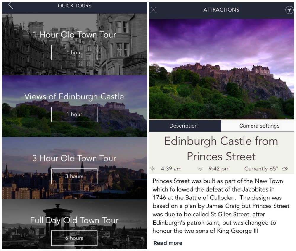 Edinburgh Photo Guide App Screenshots