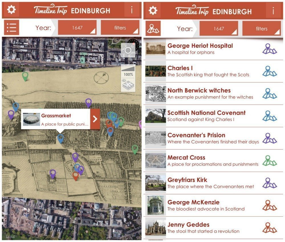 Timeline Trip Edinburgh App Screenshots