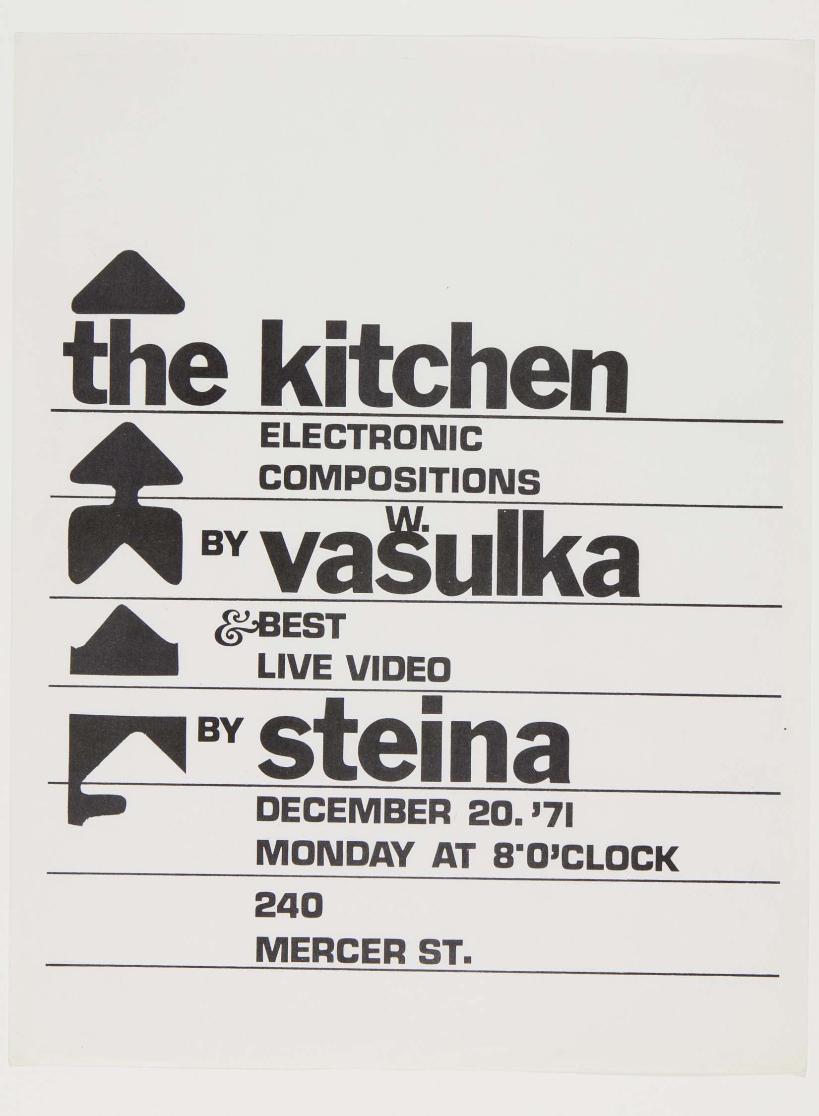 Early Flyer from The Kitchen | Courtesy of The Vasulka Chamber