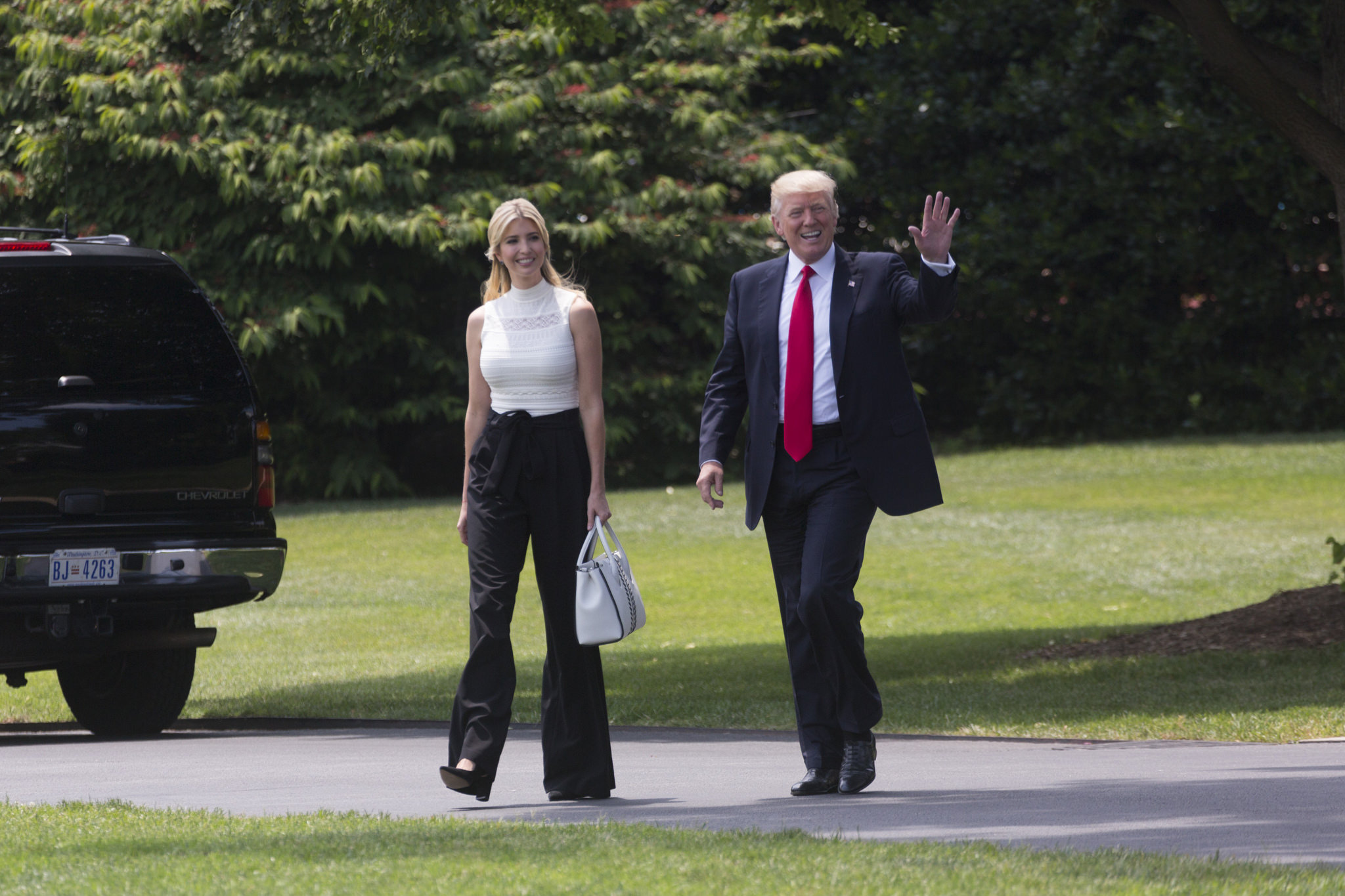 Trump and daughter, Ivanka, on the South Lawn of the White House | © The White House