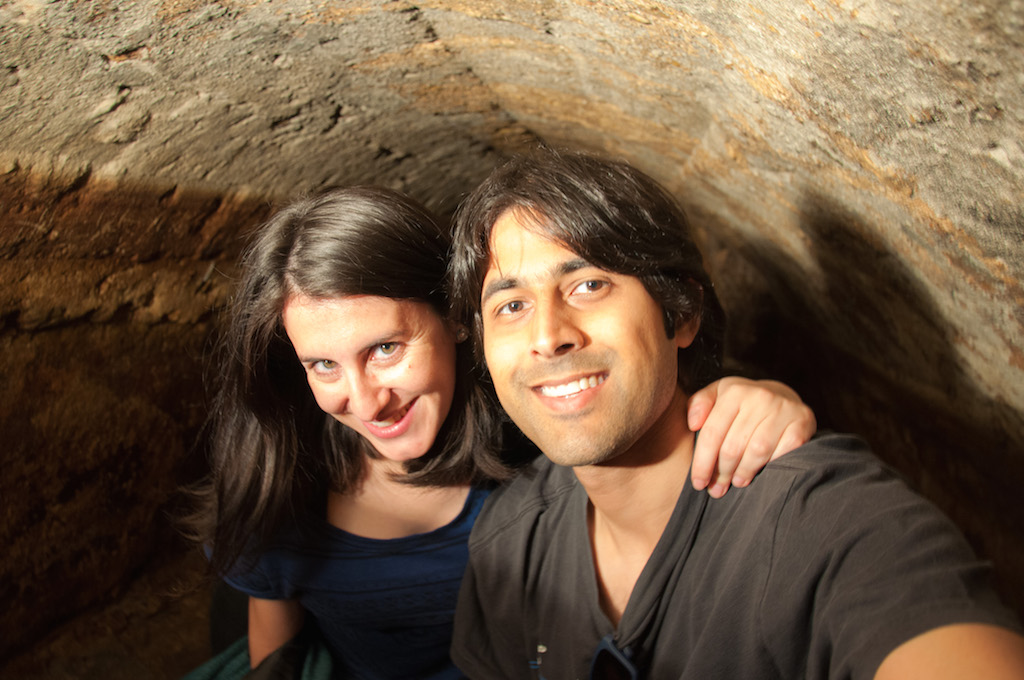 Ashray and Zara from BackpackMe inside Lisbon's Roman Tunnels | Courtesy of Zara Quiroga
