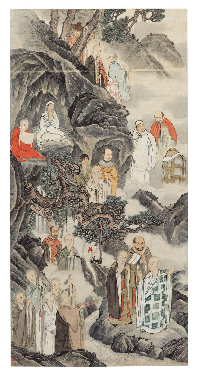 Ding Yunpeng (1547-1628)/Sheng Maoye ( active 1607-1638) Luohans Pair of hanging scrolls | © Christie’s Images Limited 2017