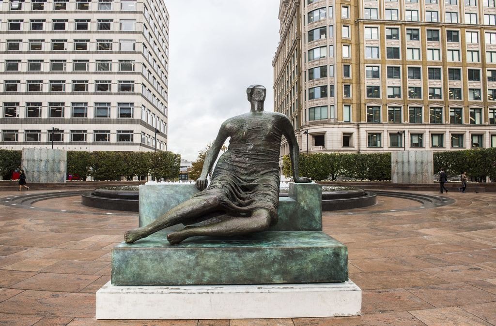 Henry Moore’s 'Draped Seated Woman at Cabot Square', Canary Wharf | Photo: Lucy Young 2017