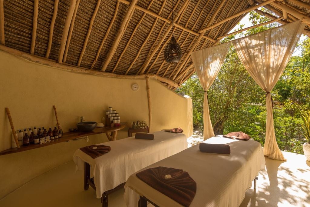 Outdoor spa area