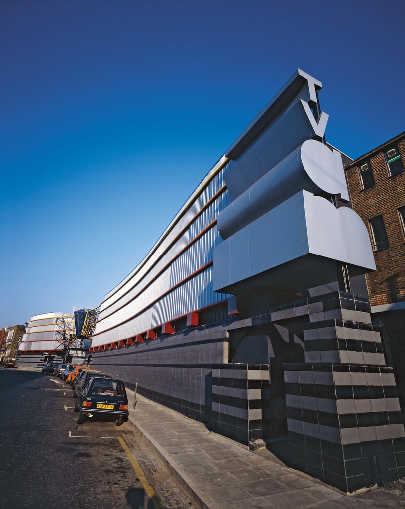 TV AM Television Studios, Hawley Crescent, Camden Lock, London, 1983. Now home to MTV. Architect: Terry Farrell