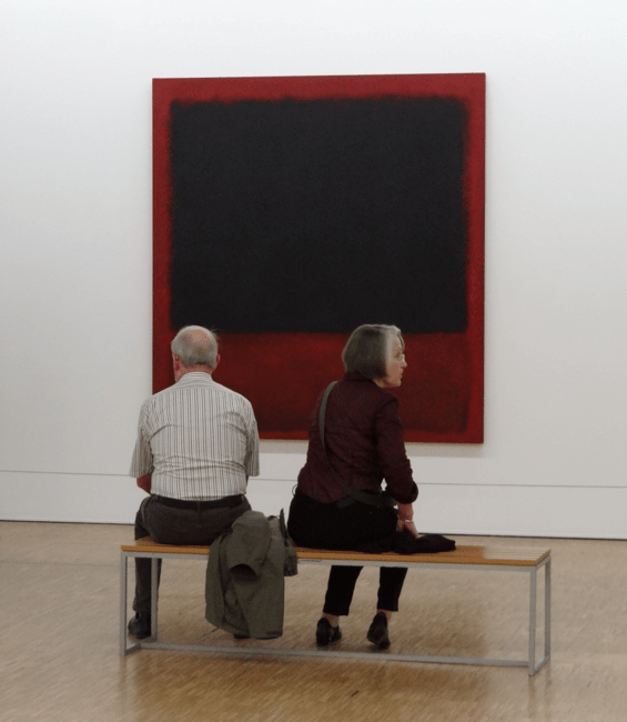 Untitled (Black, Red over Black on Red) by Mark Rothko hanging in the Centre Pompidou | © Esther Westerveld/Flickr