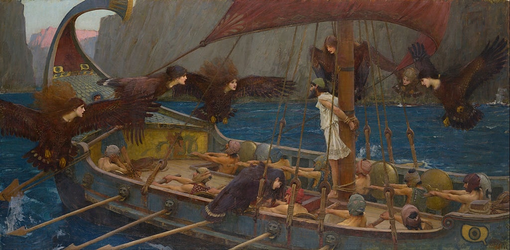 John William Waterhouse, 'Ulysses and the Sirens,' 1891 | <a href="https://commons.wikimedia.org/wiki/File:John_William_Waterhouse_-_Ulysses_and_the_Sirens_(1891).jpg" target="_blank" rel="noopener">© WikiCommons</a>