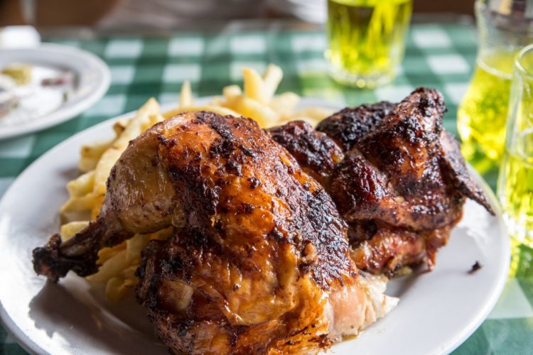 Crisp and juicy Peruvian chicken
