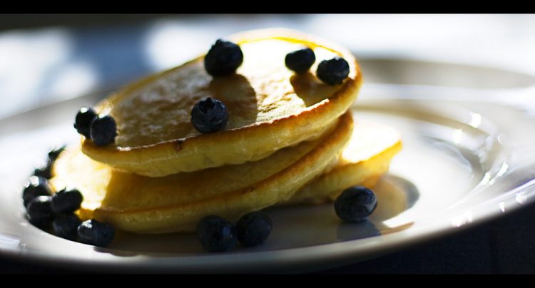 The star breakfast dish at Café Royalty is the American-style pancakes