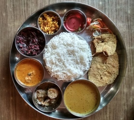 The prawn thali at Shree Sateri Kamakshi Restaurant