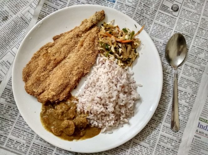 Fish, curry and rice from Hog Worth