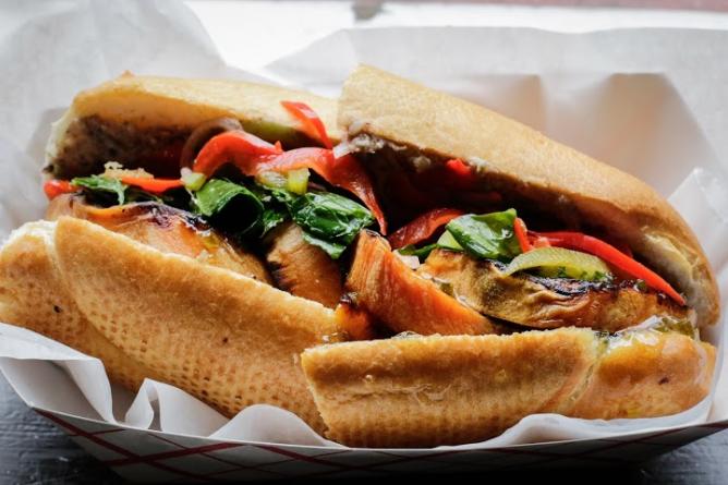 Roasted Sweet Potato and Local Greens Po-boy from Killer Po-boys