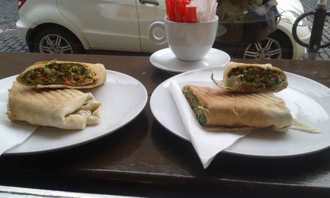 Two tabouleh and hummus wraps