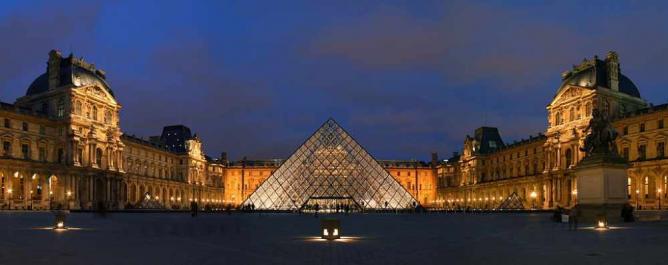 Courtyard of the Museum of Louvre, and its pyramid