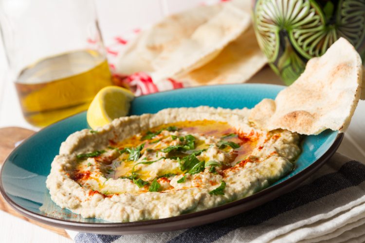 Baba ganoush, arabian appetizer from tahini and baked eggplant, excellent dip for meat or separately only to the Arab bread