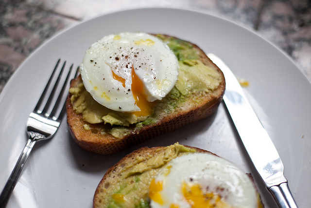 Avocado and poached eggs on toast
