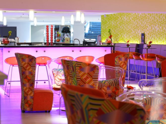 The quirky interior of the lounge bar