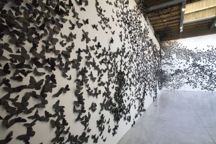Black Cloud, 2007. Black paper moths