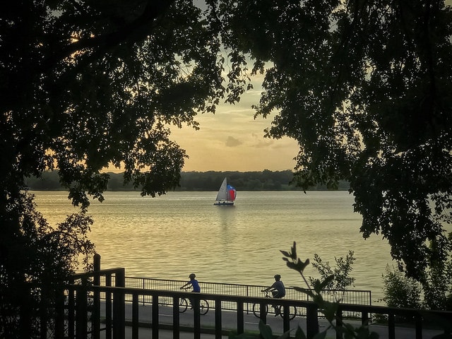 Biking and sailing are popular pastimes at White Rock Lake