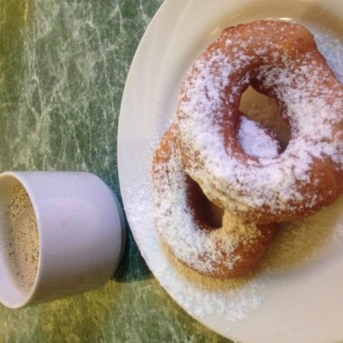 Pishki's famous doughnuts and coffee