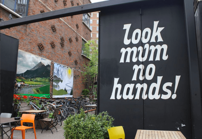 Look Mum No Hands! is a café, bar and bicycle workshop