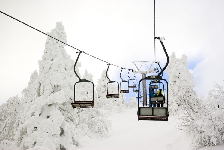 Ski Lift and beautiful winter landscape, Japan